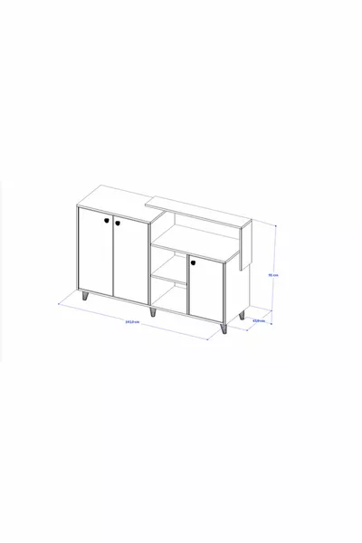 Siena Dresser / Console - Anthracite / White - 4 Doors