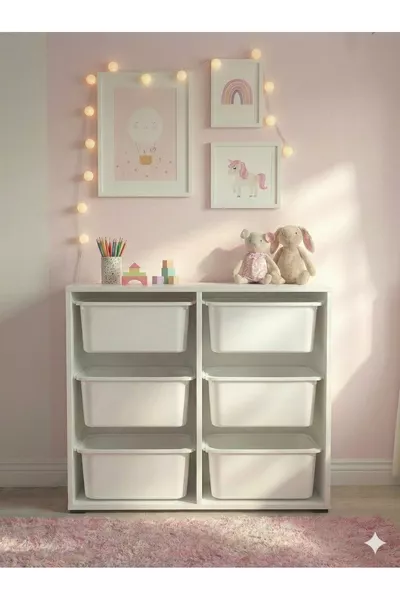 6-Drawer Multi-Purpose Toy Cabinet and Storage Unit – Kids' Room Organizer with Gift Tag