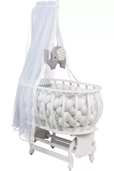 Lina Basket Cradle Wooden Cradle with Woven Sleep Set Natural Wooden Cradle