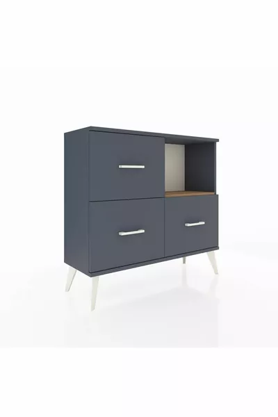Comò Arges con un ripiano e 3 cassetti Antracite-Pino/Antracite