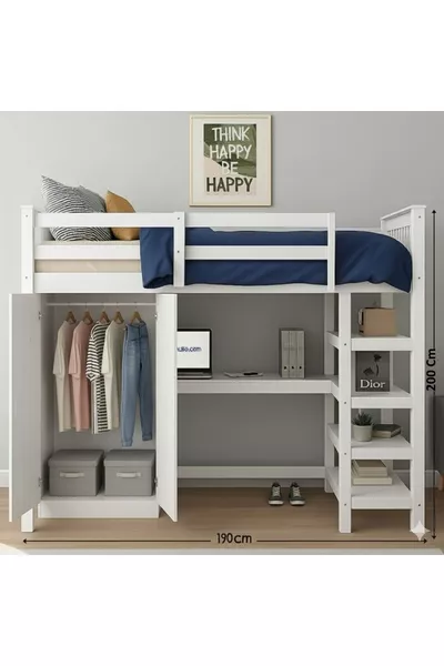 letto multifunzionale con scrivania, armadio e libreria tutto in uno