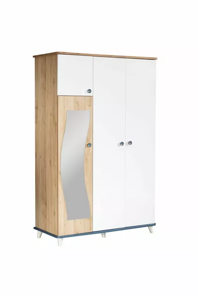 Chambre d'enfant Lotus - Armoire 3 portes, Lit, Table de chevet, Commode