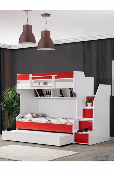 Ranza, Letto a Castello Coraggioso per Bambini - Rosso