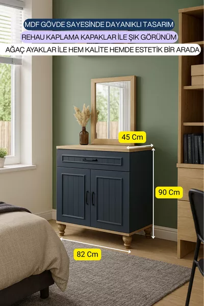 Ozan MDF Door Dresser | Rehau Coating | Beech Wood Legs | Quality Design