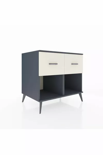 Commode Kronos 2 tiroirs Anthracite-Anthracite/Pierre de lune