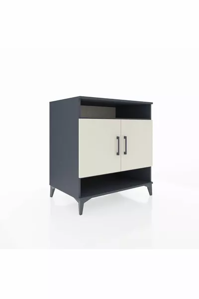 Commode Kronos 3 étagères 2 portes Anthracite-Pierre de lune