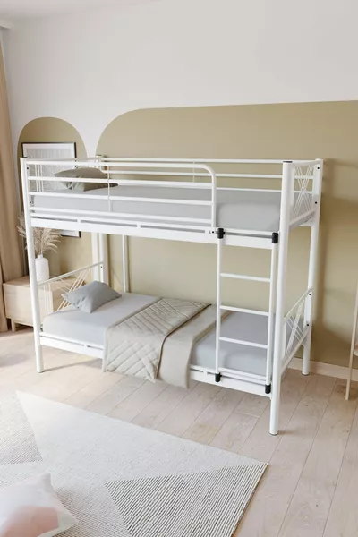 Letto a Castello Metallico Premium Mix Compatibile con Materasso Bianco Smontabile