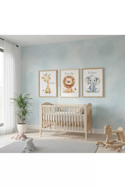 "Zen Luxury Children's Room Set" Wooden framed 3-piece UV printed wall art set.