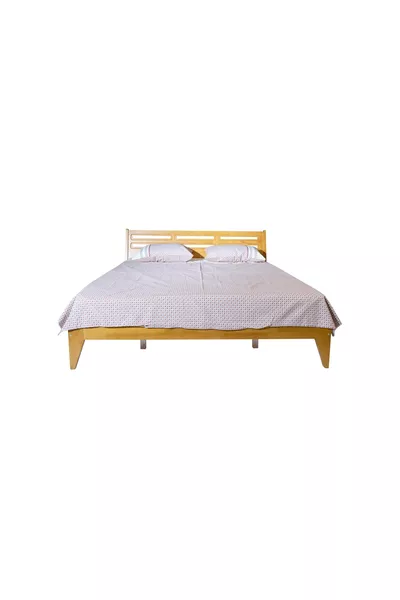 Girne Wooden Bed Frame, Dresser, Nightstand, Walnut