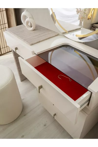 CAMERA DA LETTO CON ANGOLO PLATINO IN MDF E LED