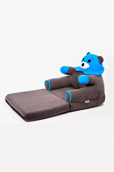 Sedia per bambini pieghevole portatile antibatterica - Panda, Poltrona Orsetto grigio blu