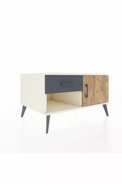 Kronos Dresser Single Shelf Single Drawer Single Door Moonstone-Pine/Anthracite