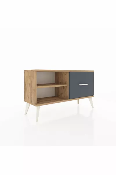 Arges Schrank mit einem Regal und einer Schublade Kiefer-Kiefer/Anthrazit