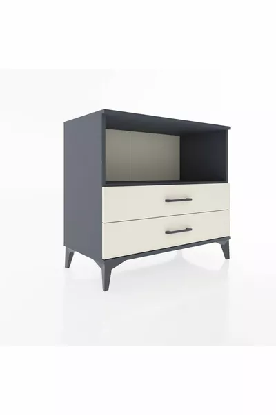 Commode Hyperion à une étagère et 2 tiroirs Anthracite-Pierre de Lune