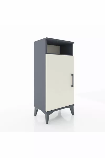 Arges Commode 3-Shelf Single Door Anthracite-Ash