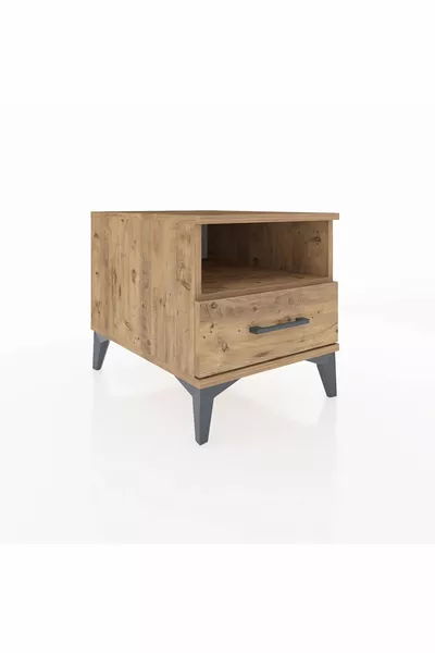 Kronos Nachtkastje met één plank en één lade Den-Hout