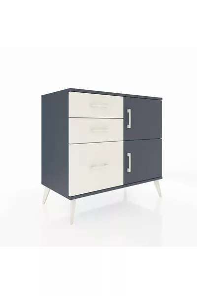 Hyperion Dressoir Met Eén Plank, 3 Lades, 2 Deuren Antraciet-Antraciet/Marmergrijs