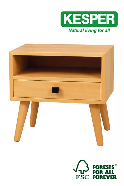 Table de chevet massif scandinave – Bois de hêtre / Design minimaliste