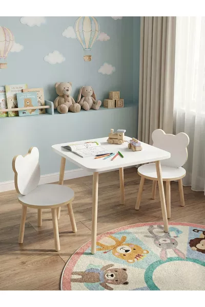 Kids Table and Chair Set Activity Table Study Desk 1 Table 2 Chairs