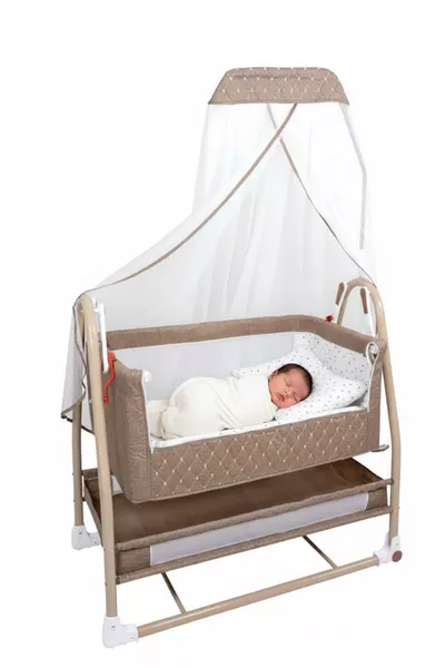 Berceau Royal Anne à Côté avec Tulle, Berceau Panier, Berceau Bascule pour Bébé, Berceau à Côté de la Maman