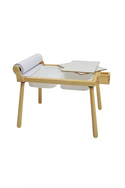 Table d'activité pour enfants Joykids en bois naturel avec rouleaux, table de jeu et bureau pour enfants