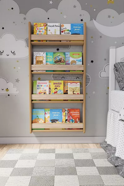 Bibliothèque pour enfants Montessori 4 étagères en MDF * Cm - Sonoma
