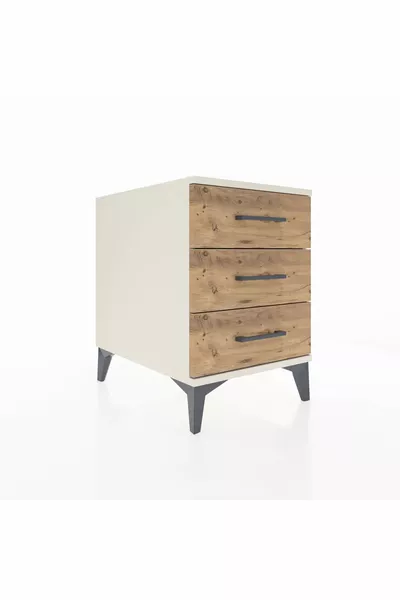 Comodino Kronos 3 Cassetti Pietra di Luna-Pino