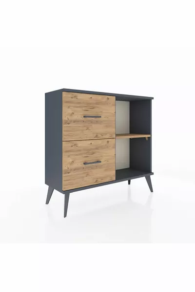 Arges Kommode mit einem Regal und 2 Schubladen Anthrazit-Kiefer