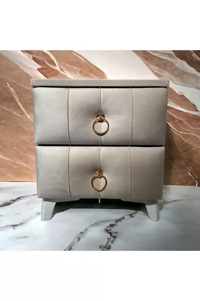 Madrid 2-Drawer Beige Nightstand