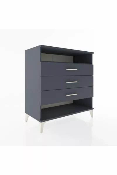 Commode Hyperion à une étagère et trois tiroirs Anthracite-Anthracite