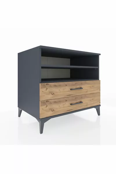 Cassettiera Kronos con 2 Ripiani e 2 Cassetti Antracite-Pino