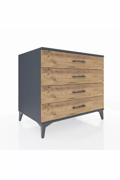 Kronos Dresser 4 Drawers Anthracite-Pine