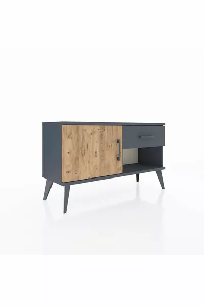 Arges Dresser with One Shelf, One Drawer, One Door, Anthracite-Pine/Anthracite