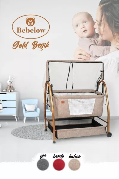 Goldene Kettenstoff Hängbar Fixierbar Tragbares Hängemattenkorb Babybett