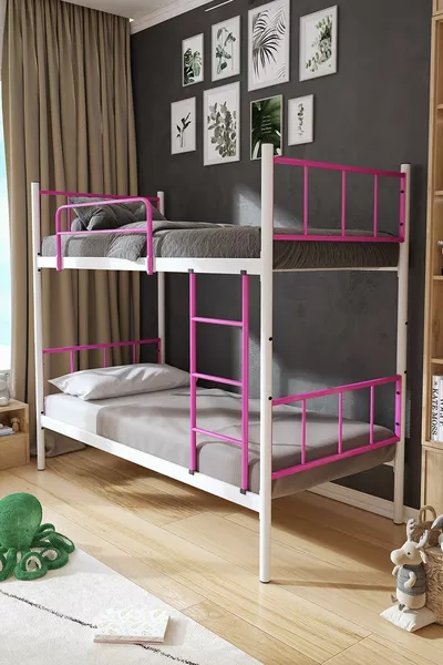 Tekno Ranza  Yatak Uyumlu Koyu Pembe Ayrılabilir Metal Ranza Karyola