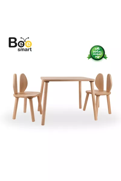 Safir Eiken Naturel Activiteitentafel Kinderstoel Set met 2 Stoelen