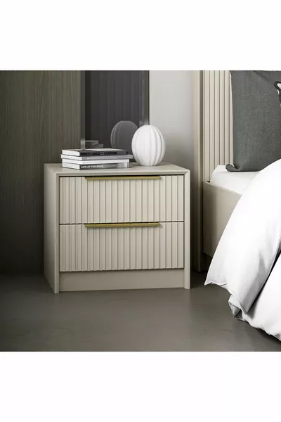 Kale Luxe Soft Comodino a 2 cassetti con membrana - pietra arenaria