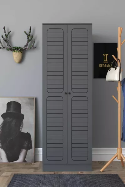Armoire à vêtements Fuga 2 portes - Corps anthracite, portes anthracite
