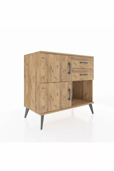 Hyperion Dresser with One Shelf, 2 Drawers, 2 Doors, Pine-Pine