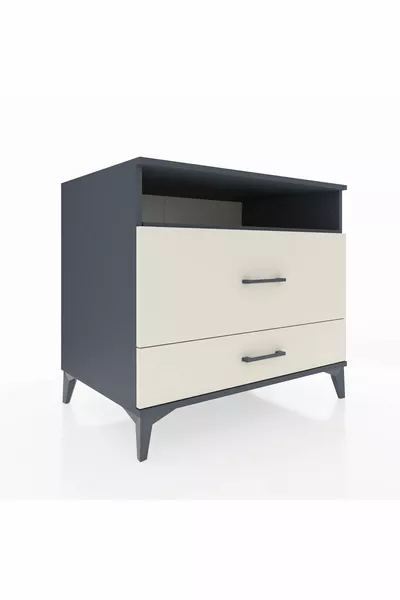 Commode Kronos avec une étagère et 2 tiroirs Anthracite-Pierre de Lune