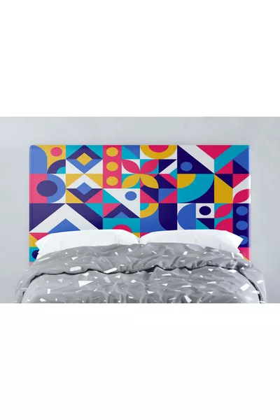 Housse de tête de lit à motif géométrique coloré