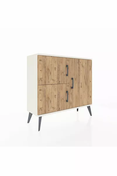Arges Dresser with 2 Shelves and 3 Doors Moonstone-Pine/Moonstone