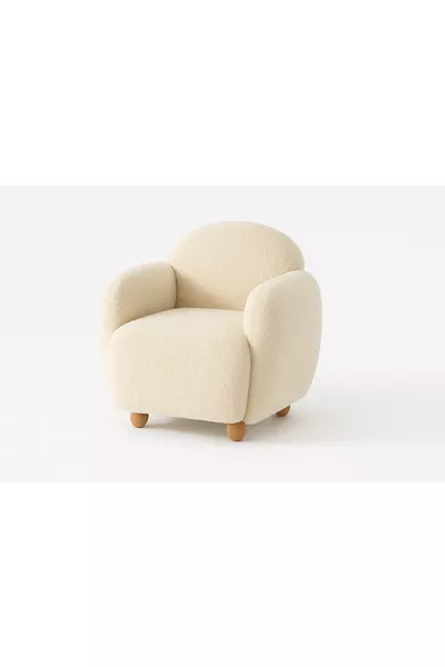 Teddy Baby Krem Renk Çocuk Koltuğu – Peluş Kumaş, Ahşap Ayaklı Renk seçenekli 🎨