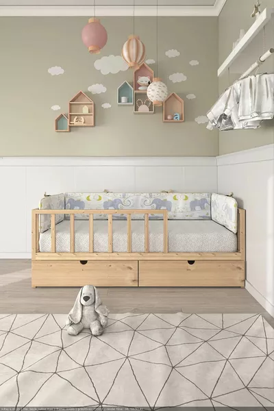 Unisex Montessori Bebek ve Çocuk Karyolası Doğal Ahşap Yatak LHAÇMK