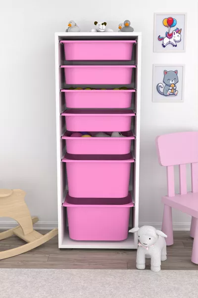 Zola 7 Vakken Kast Speelgoedkast Multifunctionele Keuken Badkamer Bijkeukenkast Roze