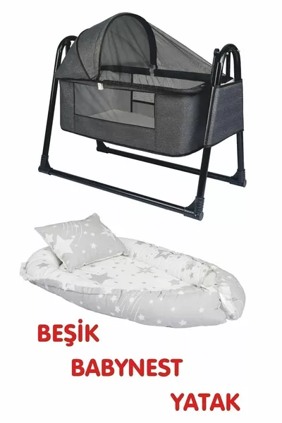 Btrend Babynest Bett und Kissen + mit Tasche Geschenk Schaukeln Korb Wiege Babybett Hängematte 2-teiliges Set