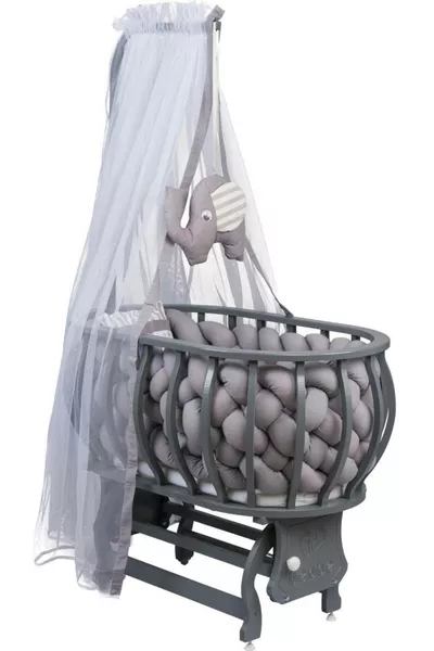 Lina Basket Cradle Wooden Cradle with Woven Sleep Set Natural Wooden Cradle