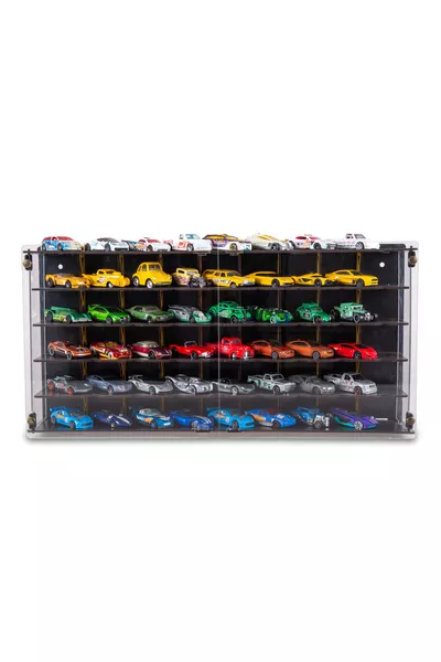 Plexiglass Cover Vehicle Holder 1/ Hotwheels, Matchbox Compatible Hobby Toy Car Shelf Model Car Garage