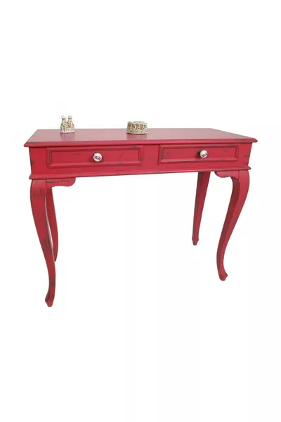 Tavolo da trucco rosso in stile shabby con cassetti Lükens cm