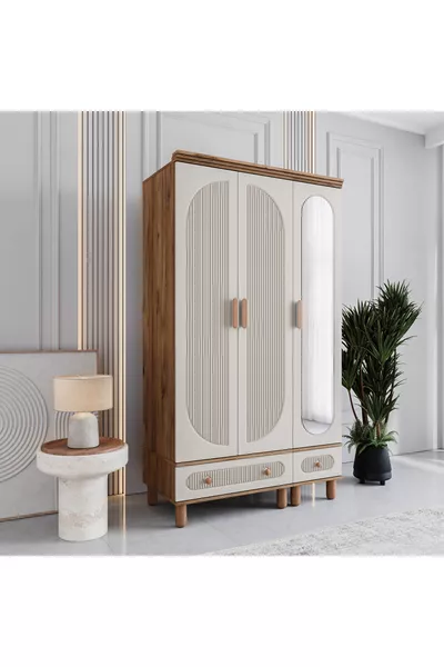 Milen 3-Door Wardrobe with Drawers % MDF